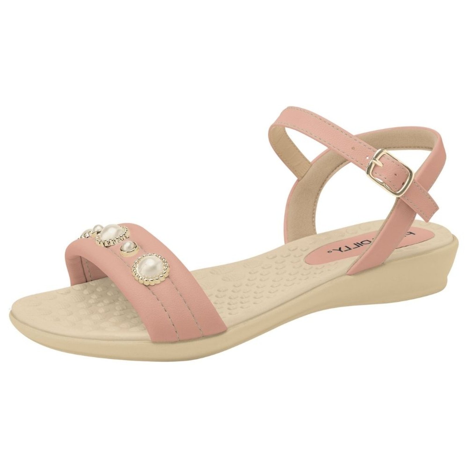 Vista 3 Sandália Feminina Anabela Iogurte Piccadilly 50 rosa rosa