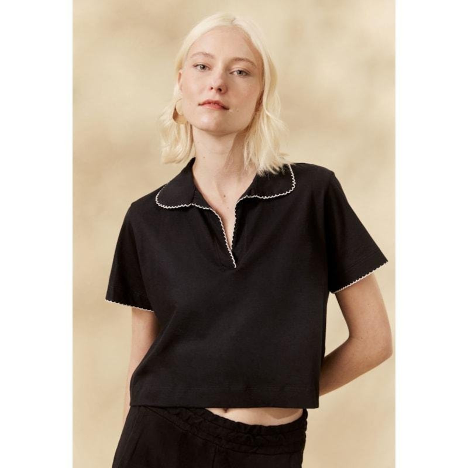 Cropped Polo Picueta Preto