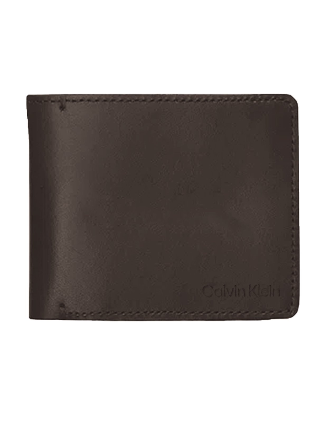 Carteira Calvin Klein Couro Horizontal Logo Floater Marrom Café