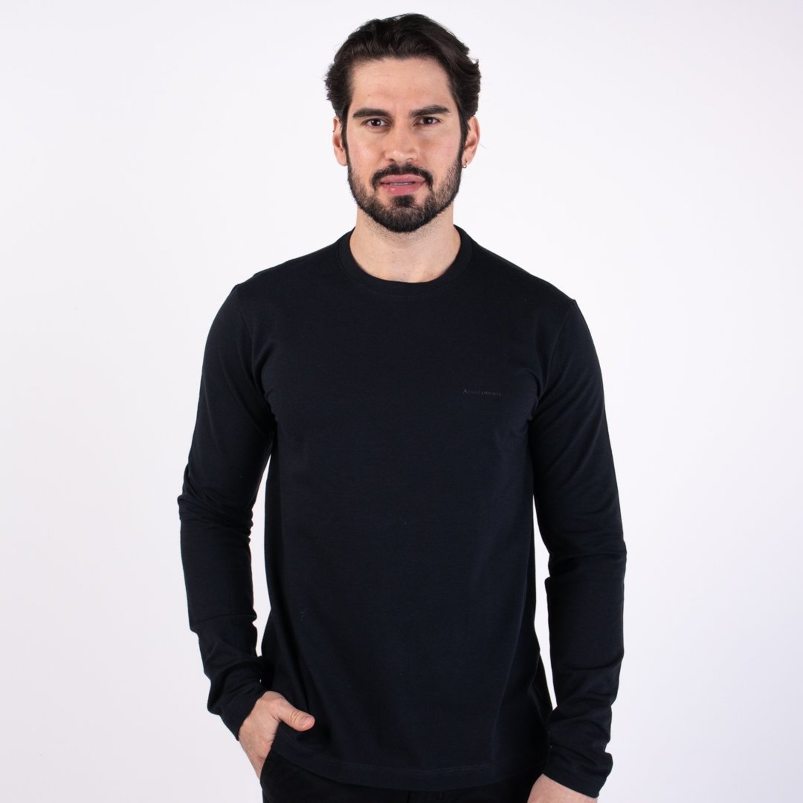 Camiseta Acostamento Manga Longa Telada Preto