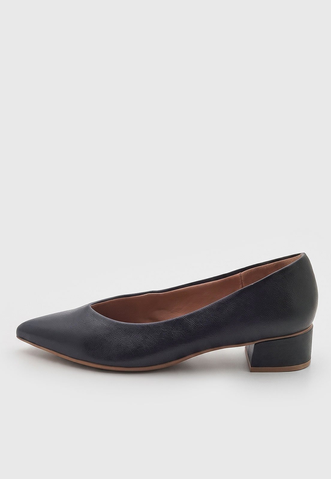Scarpin Feminino Usaflex Couro Salto Médio Preto