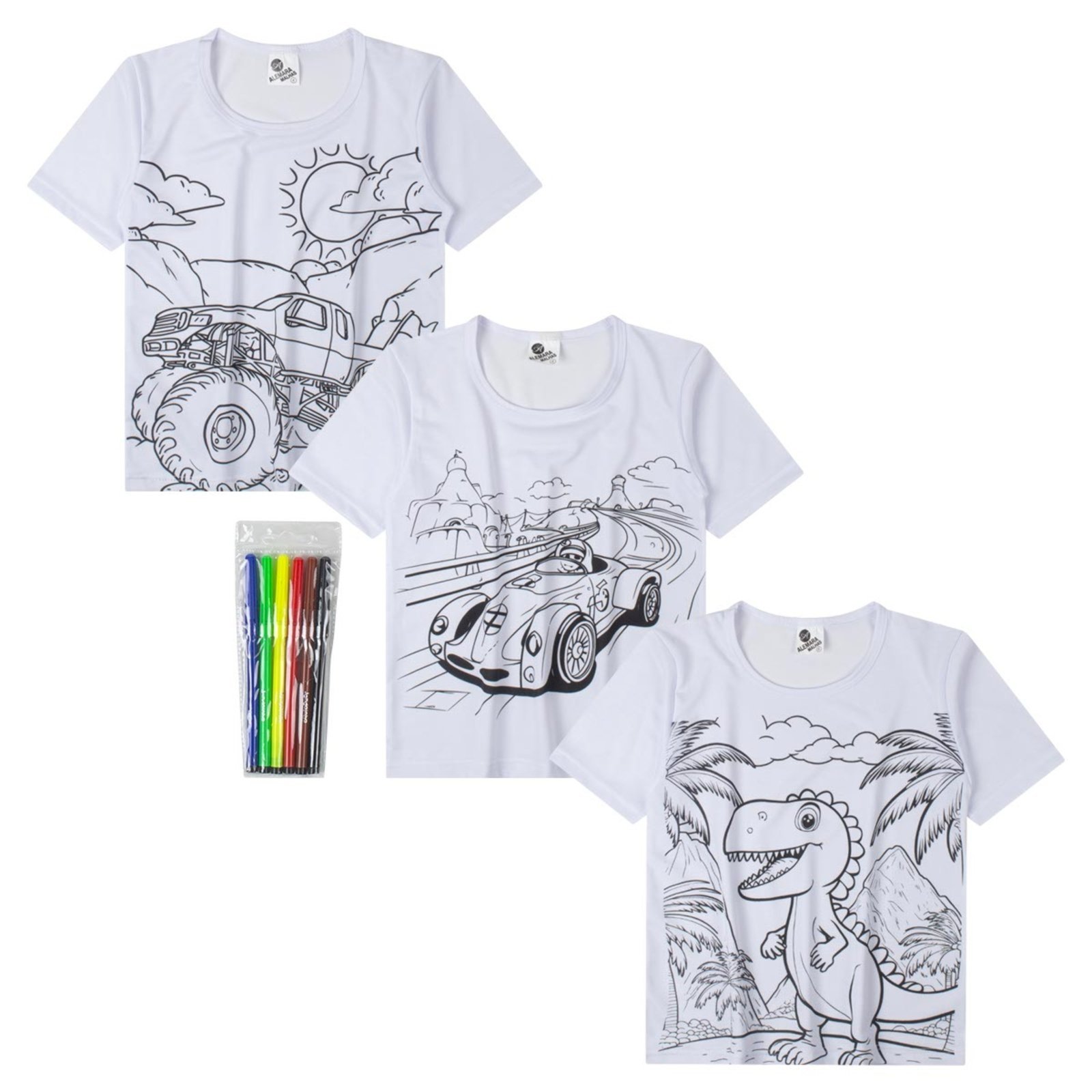 Vista 2 Infantil - Camiseta Menino Sortida para Colorir Alemara branco Alemara branco