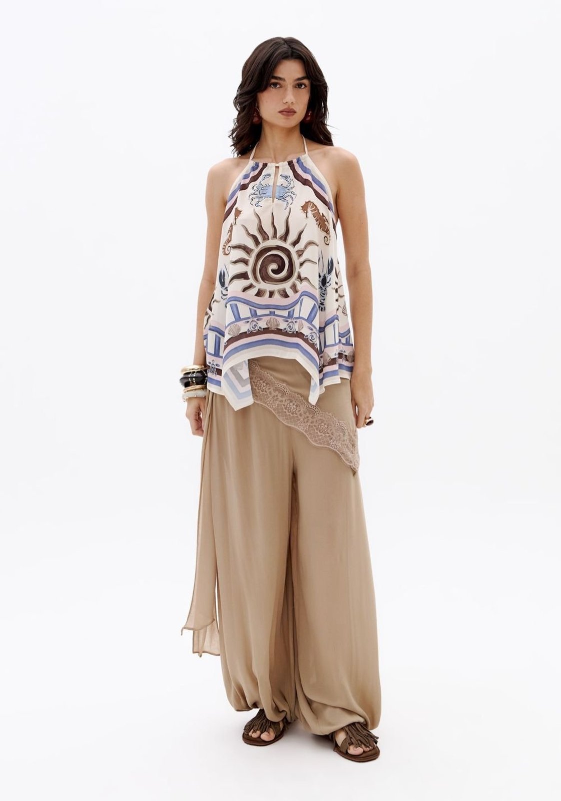 Calça Aladim De Crepe Com Faixa My Favorite Things