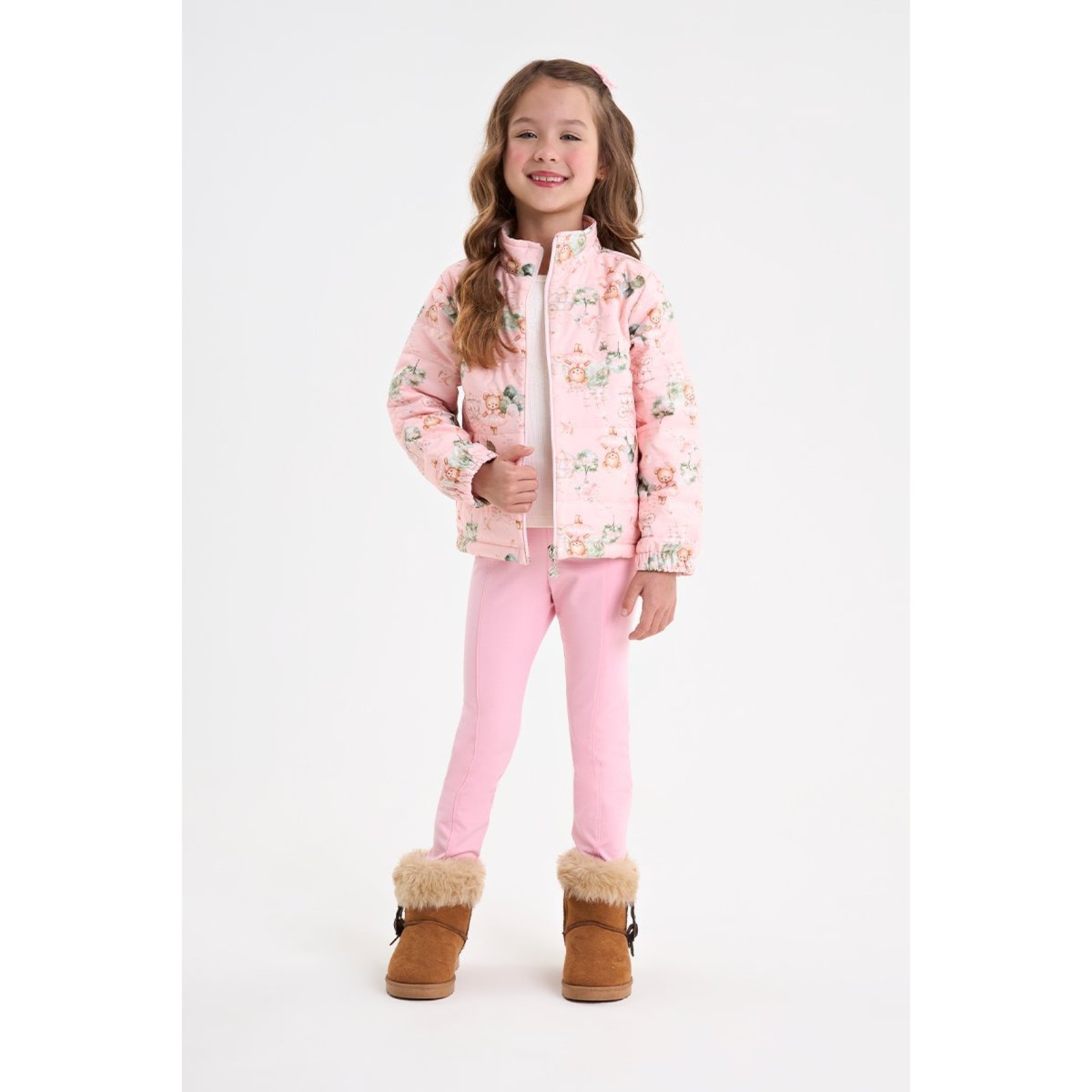 Infantil - Jaqueta Puffer Feminina em Nylon