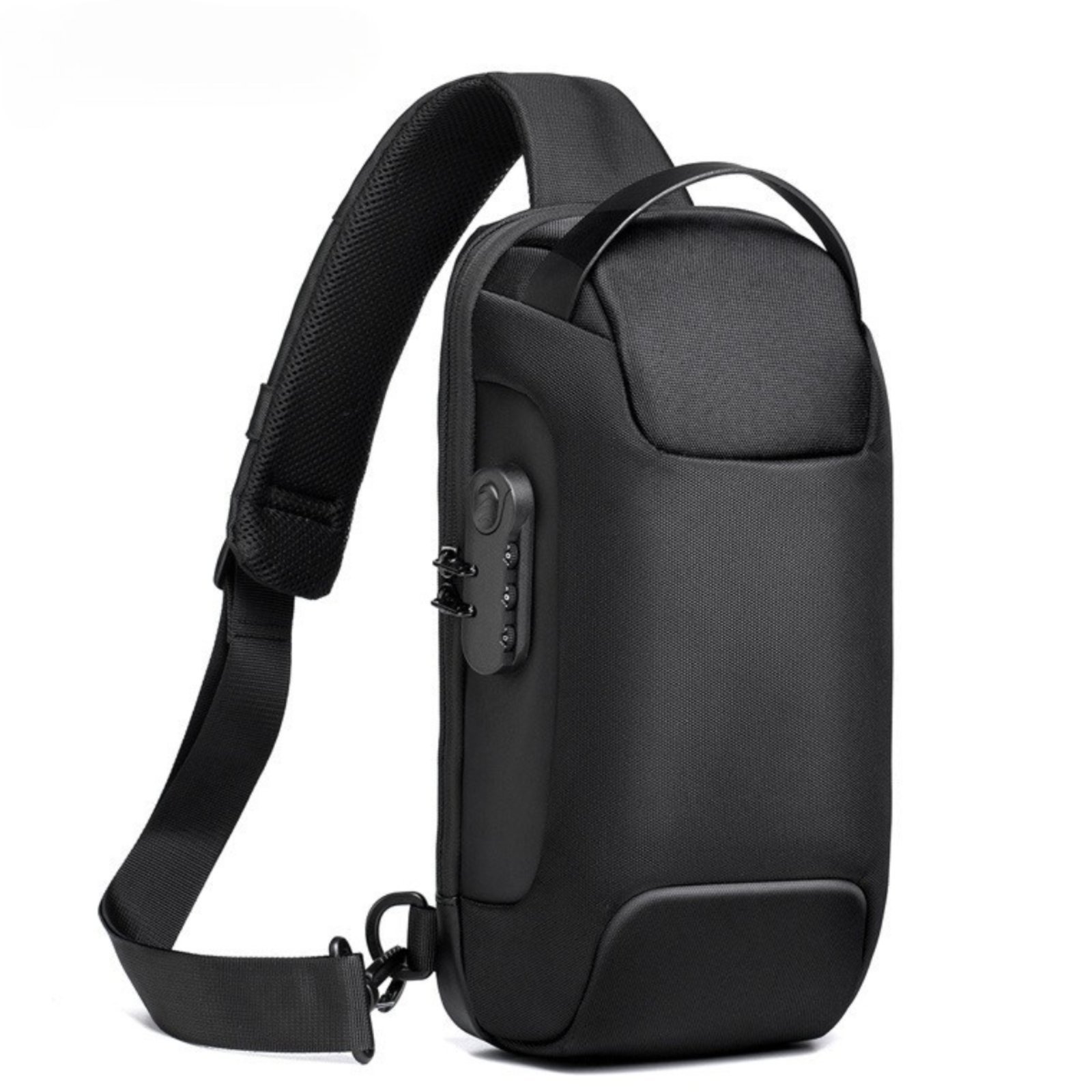 Mochila Masculina Shoulder Bag transversal Antifurto de Lado Carriao Force Preto