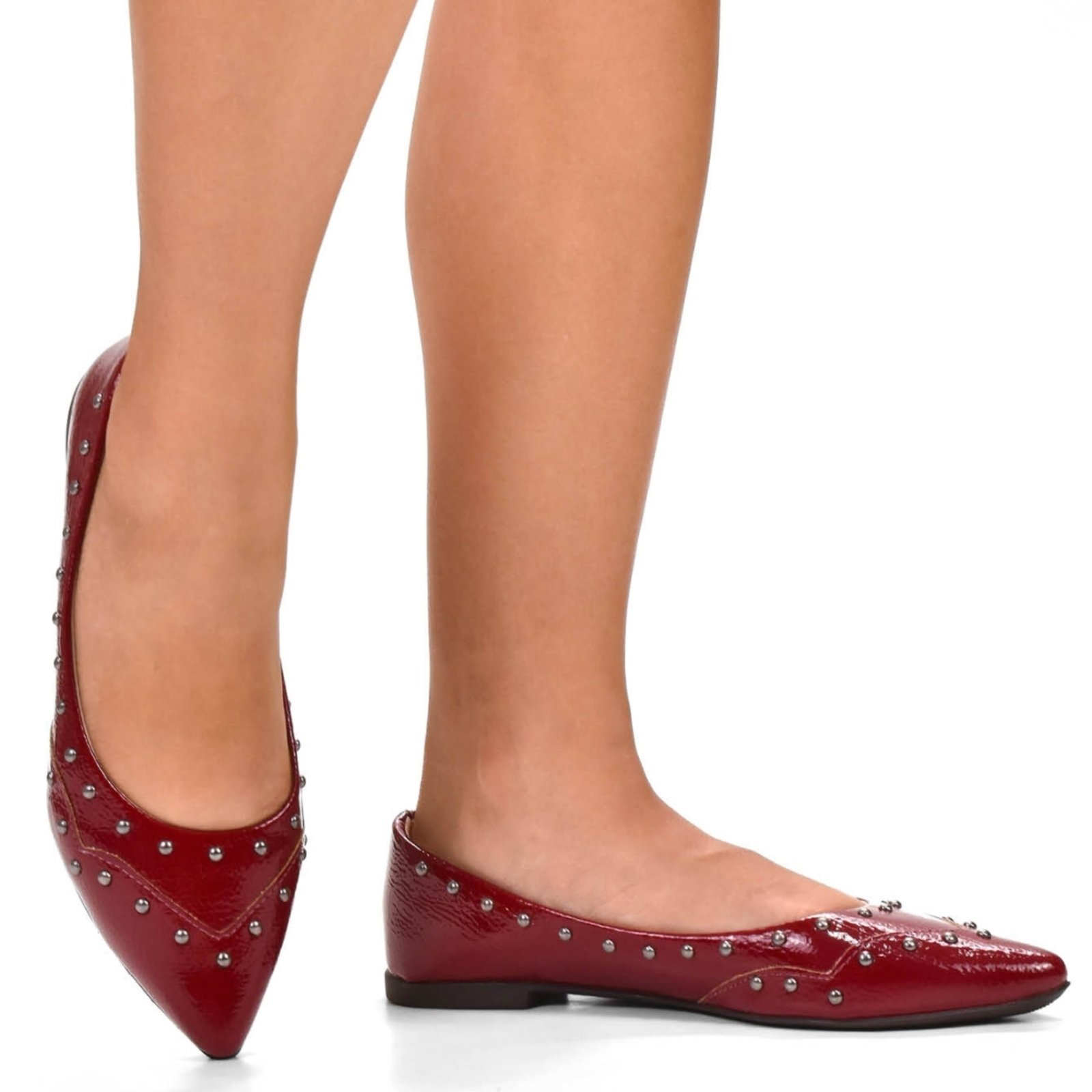 Vista 3 Sapatilha feminina confortável casual moderna spikes VZ Molhado Malbec ZATURE STORES vermelho ZATURE STORES vermelho