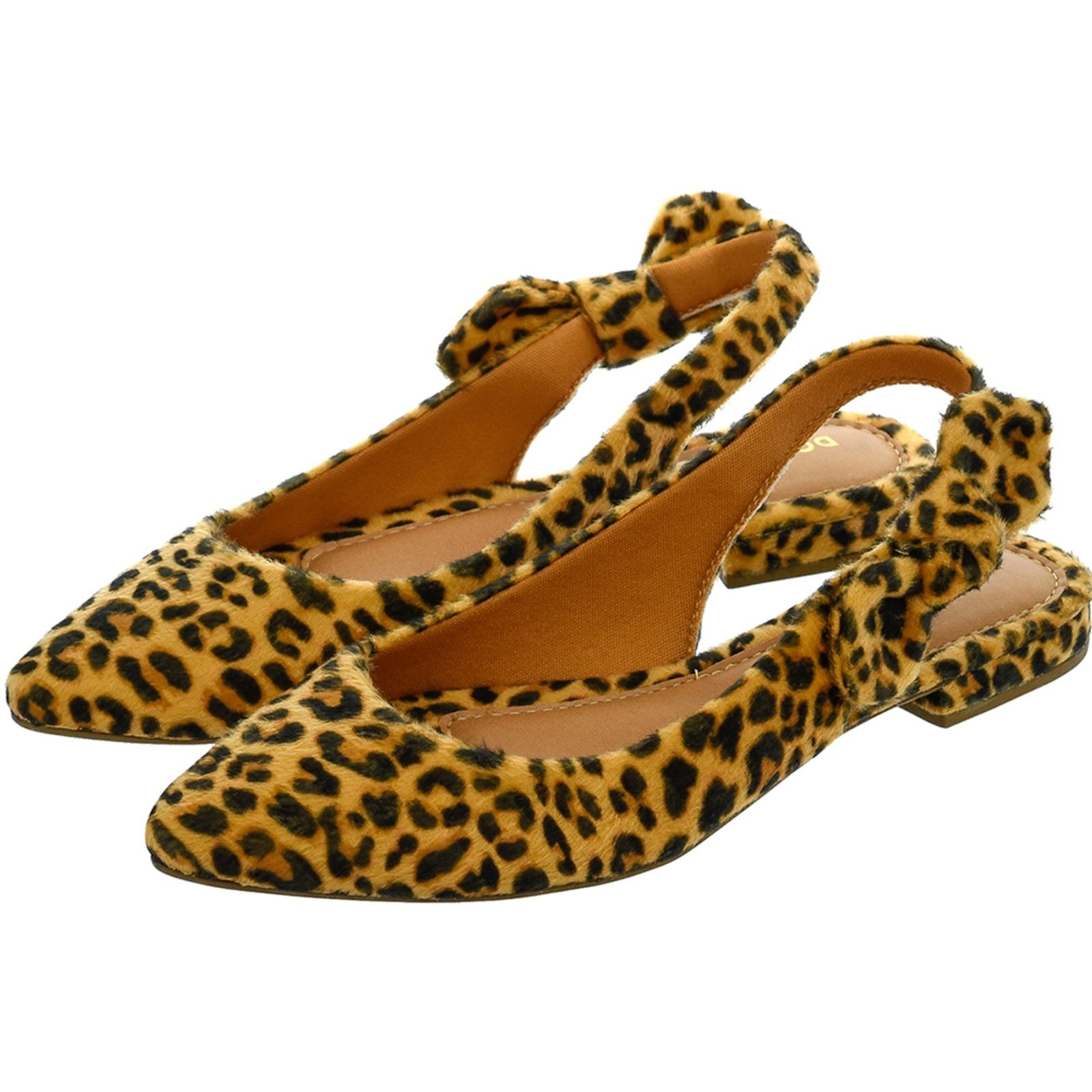 Sapatilha Feminina Bico Fino Mule Slingback CM Calçados Laço Onça Camurça
