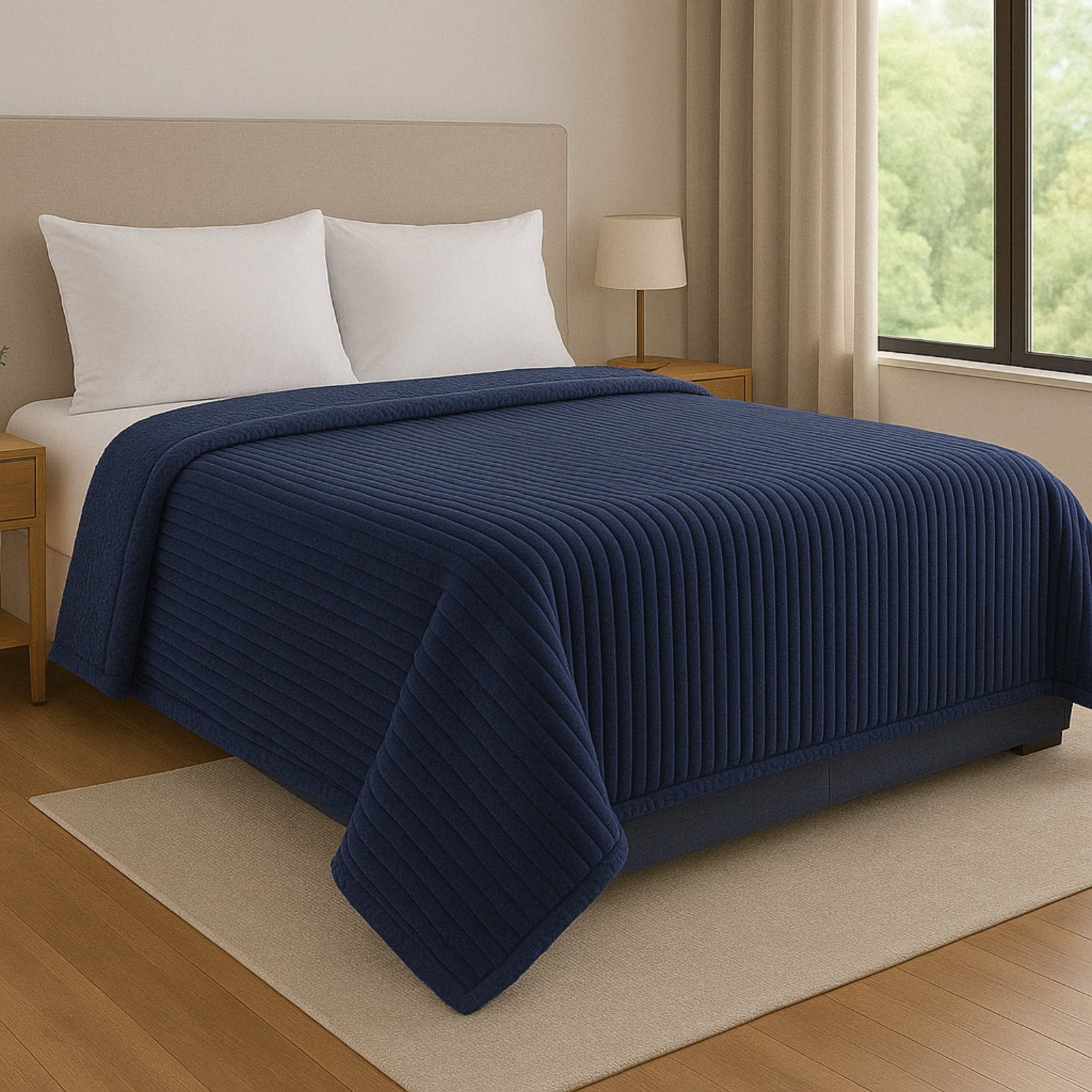 Cobertor Blanket Lugano Sherpa King 260x240cm – Kacyumara – Azul Marinho