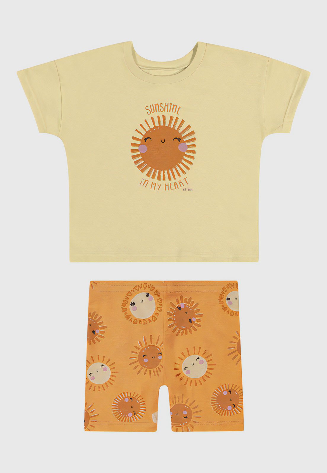 Vista 2 Conjunto 2pçs Manga Curta Elian Camiseta E Short amarelo Elian amarelo