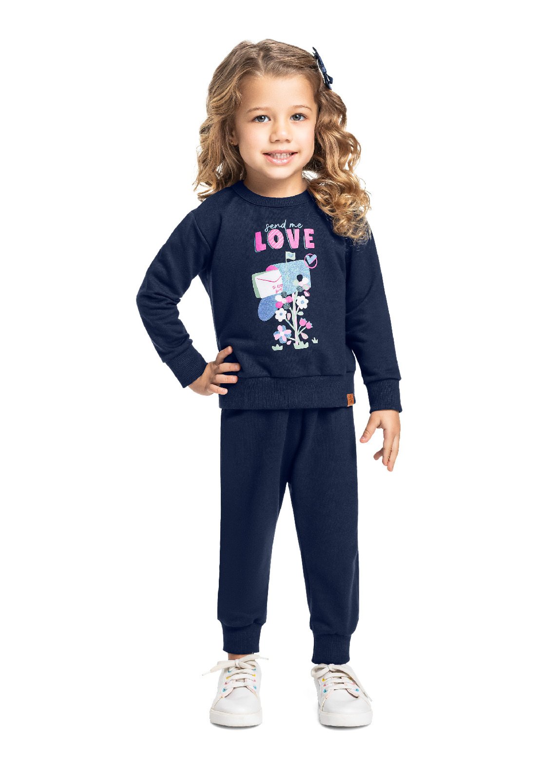Infantil - Conjunto Moletom Glitter Bee Loop Rosa