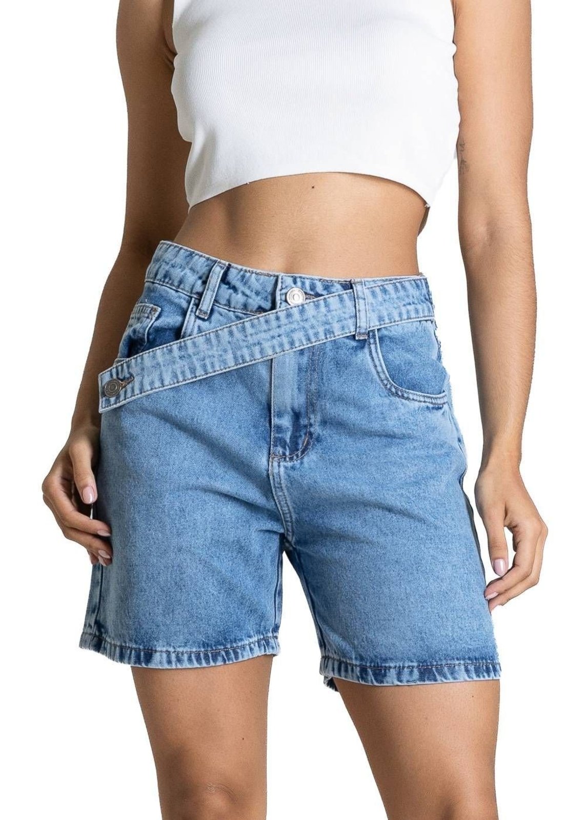 Shorts Jeans Cós Assimétrico Sawary - 284459 - Azul - Sawary