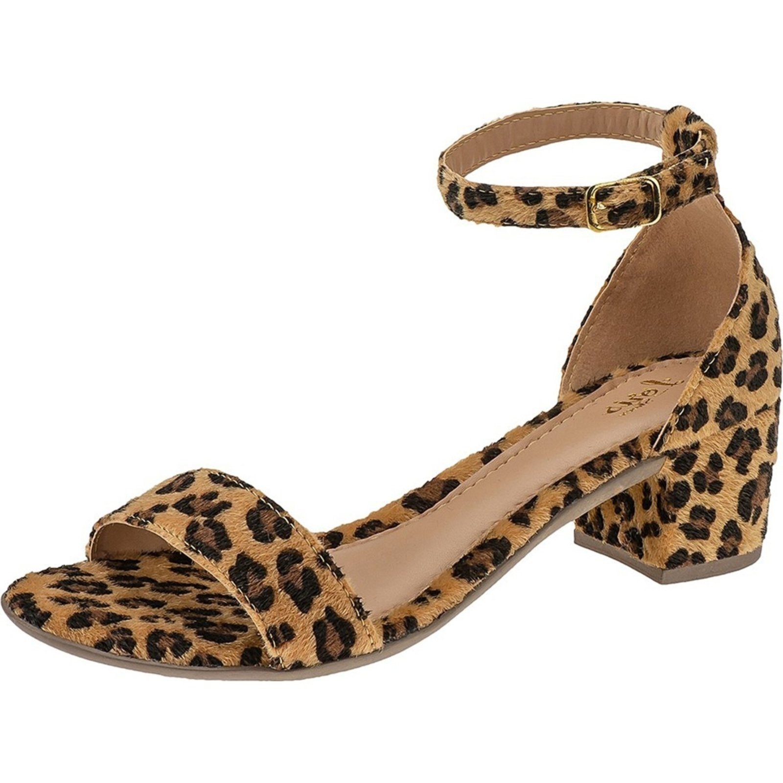 Sandália Feminina Lóris Shoes Salto Bloco Quadrado Animal Print 203-500