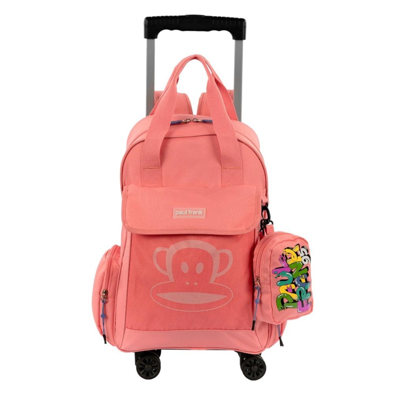 Vista 2 Infantil - Mochila Sestini Carrinho 4 Rodas Paul Frank 2 em 1 Coral incolor coral Sestini incolor coral