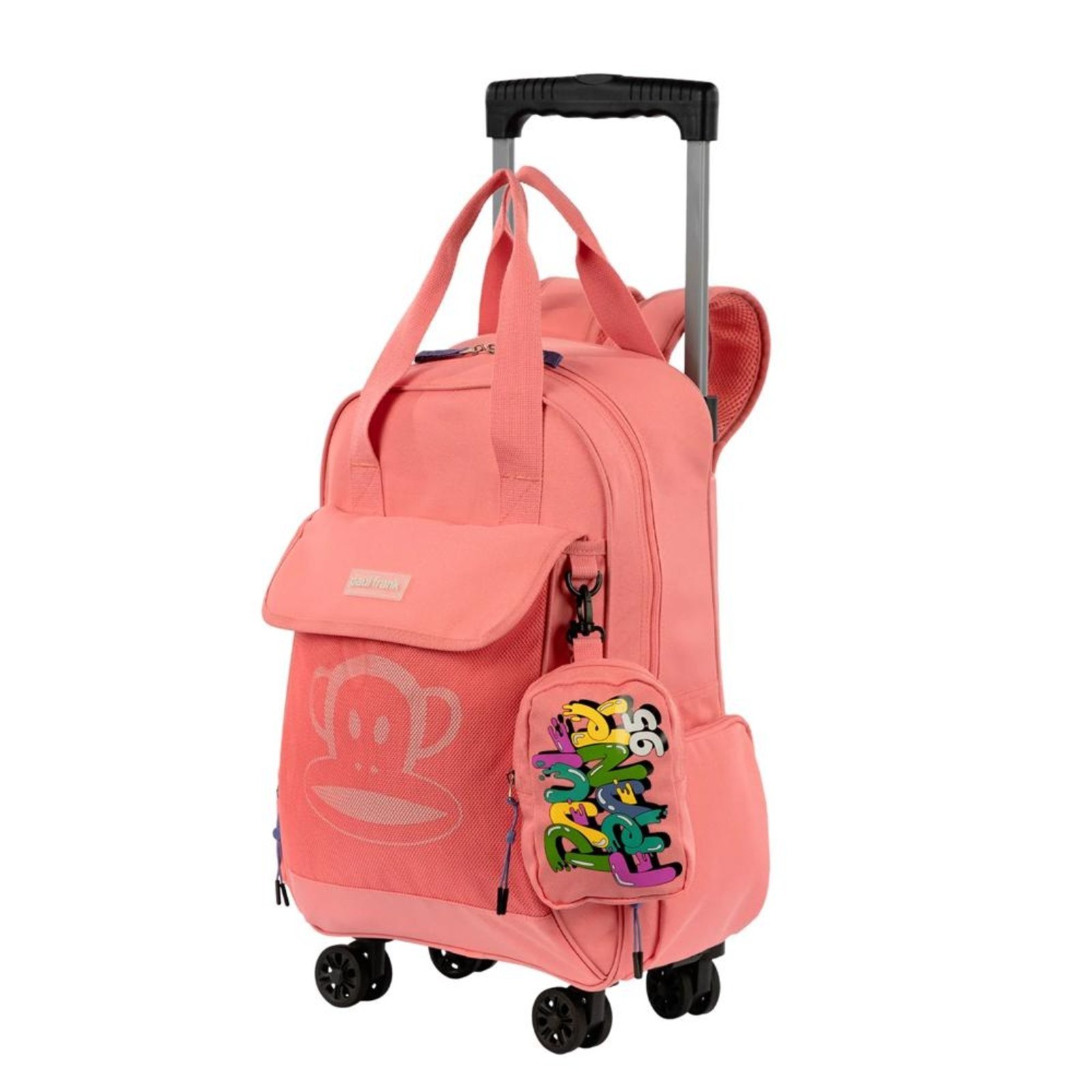 Vista 3 Infantil - Mochila Sestini Carrinho 4 Rodas Paul Frank 2 em 1 Coral incolor coral Sestini incolor coral