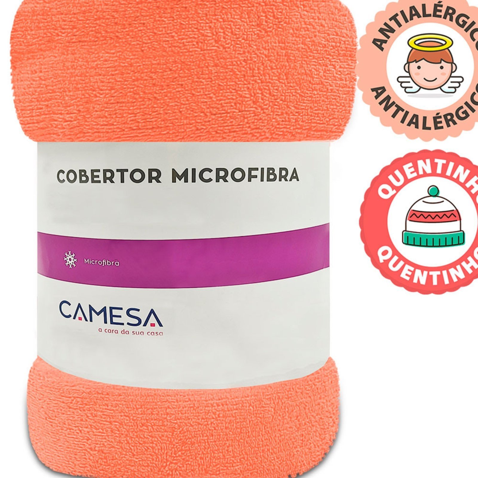 Vista 3 Manta Cobertor Casal 180x220cm Microfibra Soft Macia Camesa coral Camesa coral
