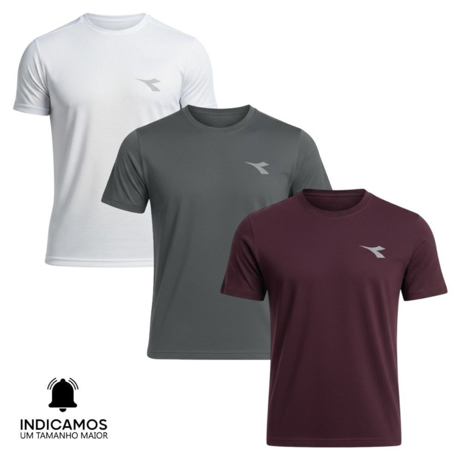 Kit 3 Camisetas Diadora Small Logo Masculina - Branco - diadora