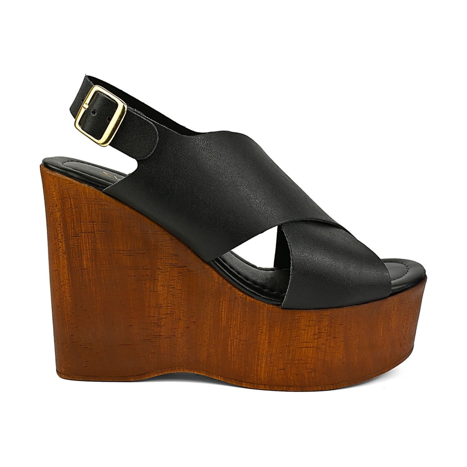 Vista 3 Ana Bela Sandália Feminina Plataforma Moderna Praiana Amadeirado Macia leve Confortável Zature ZATURE STORES preto ZATURE STORES preto