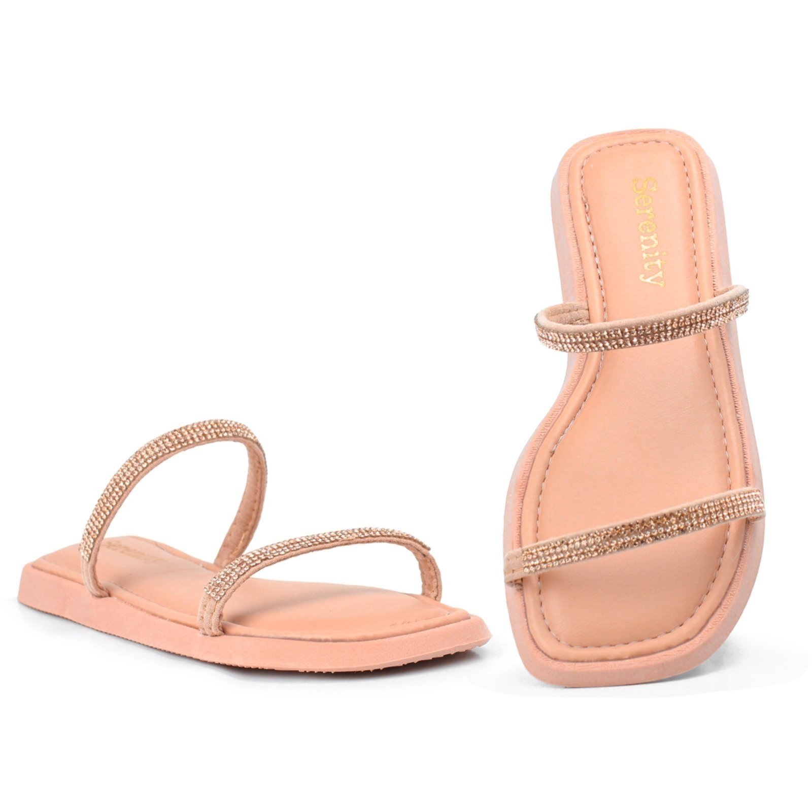 Sandália Feminina Papete Com Strass Rosa Verão Confortável