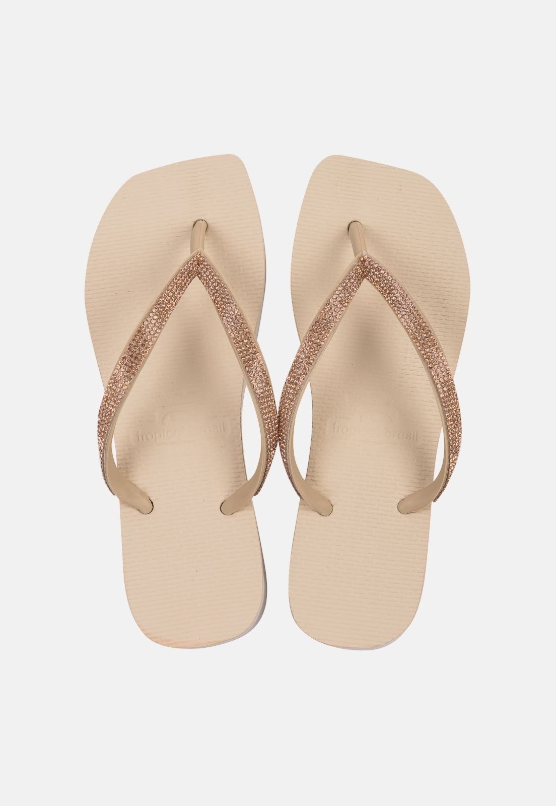 Chinelo Tropical Brasil Tamanco Bege com Branco