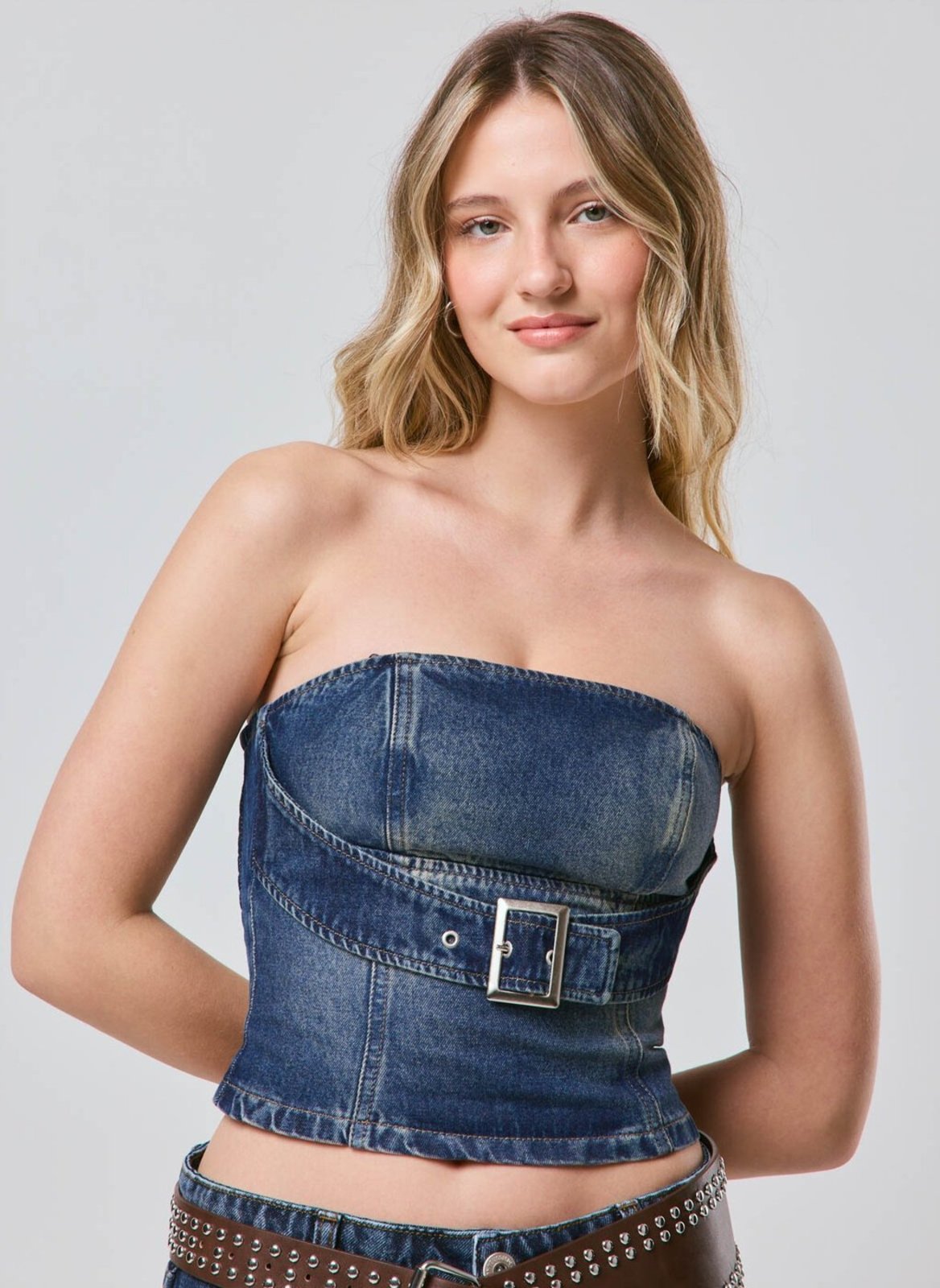 Top Jeans Corset Com Fivela