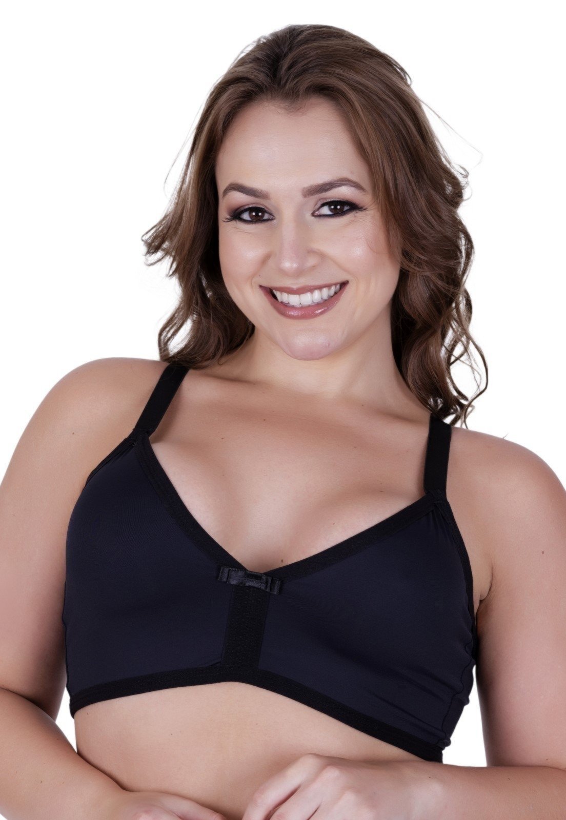 Sutiã Plus Size sem Bojo Reforçado Sustentação Resistente Terra e Mar Preto