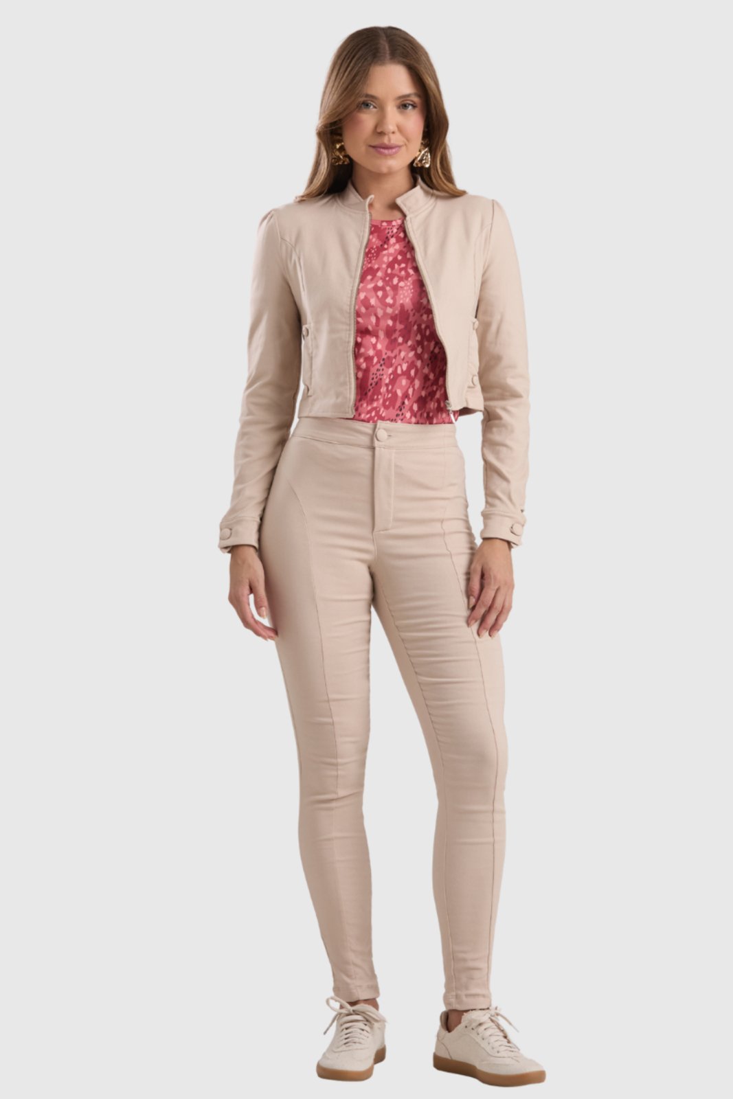 Calça Feminina Amora Café Skinny Bengaline Nude