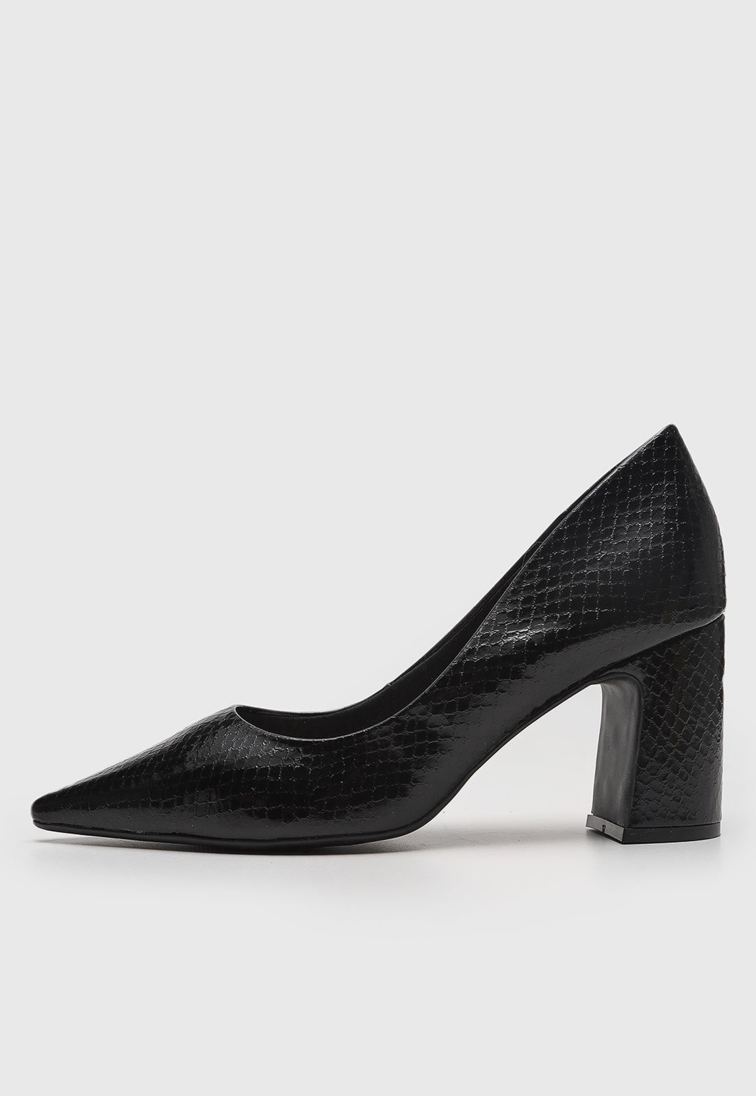 Vista 2 Scarpin Feminino cê Bico Fino Texturizado BEBECÊ preto BEBECÊ preto