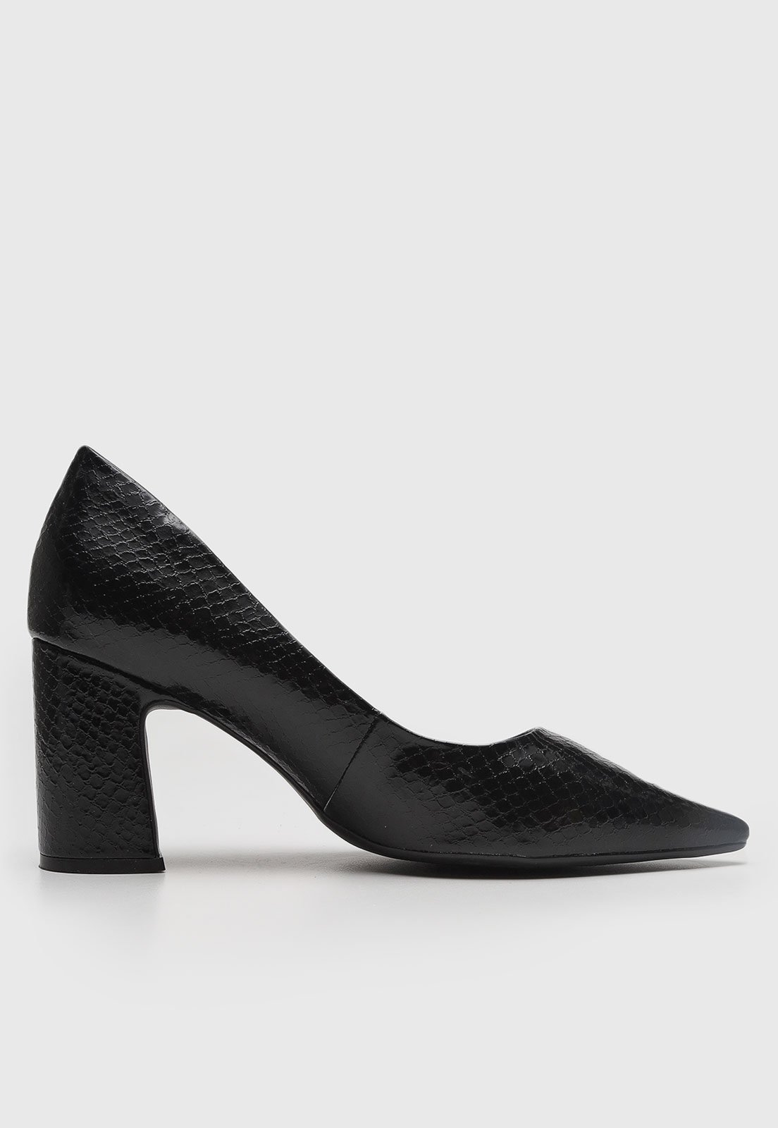 Vista 3 Scarpin Feminino cê Bico Fino Texturizado BEBECÊ preto BEBECÊ preto