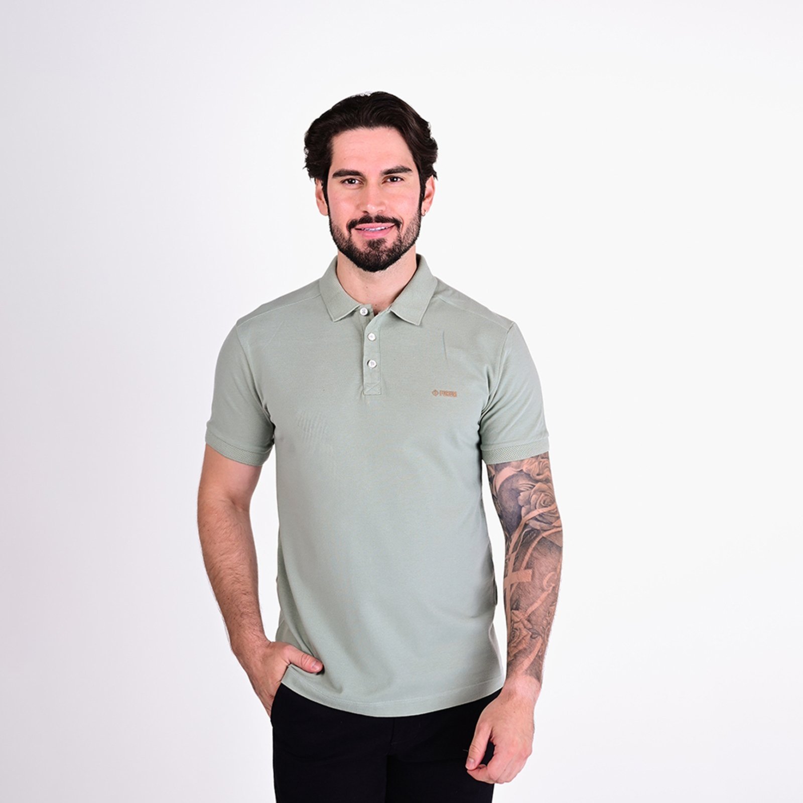Camisa Polo Forum Gola Texturada Verde Claro