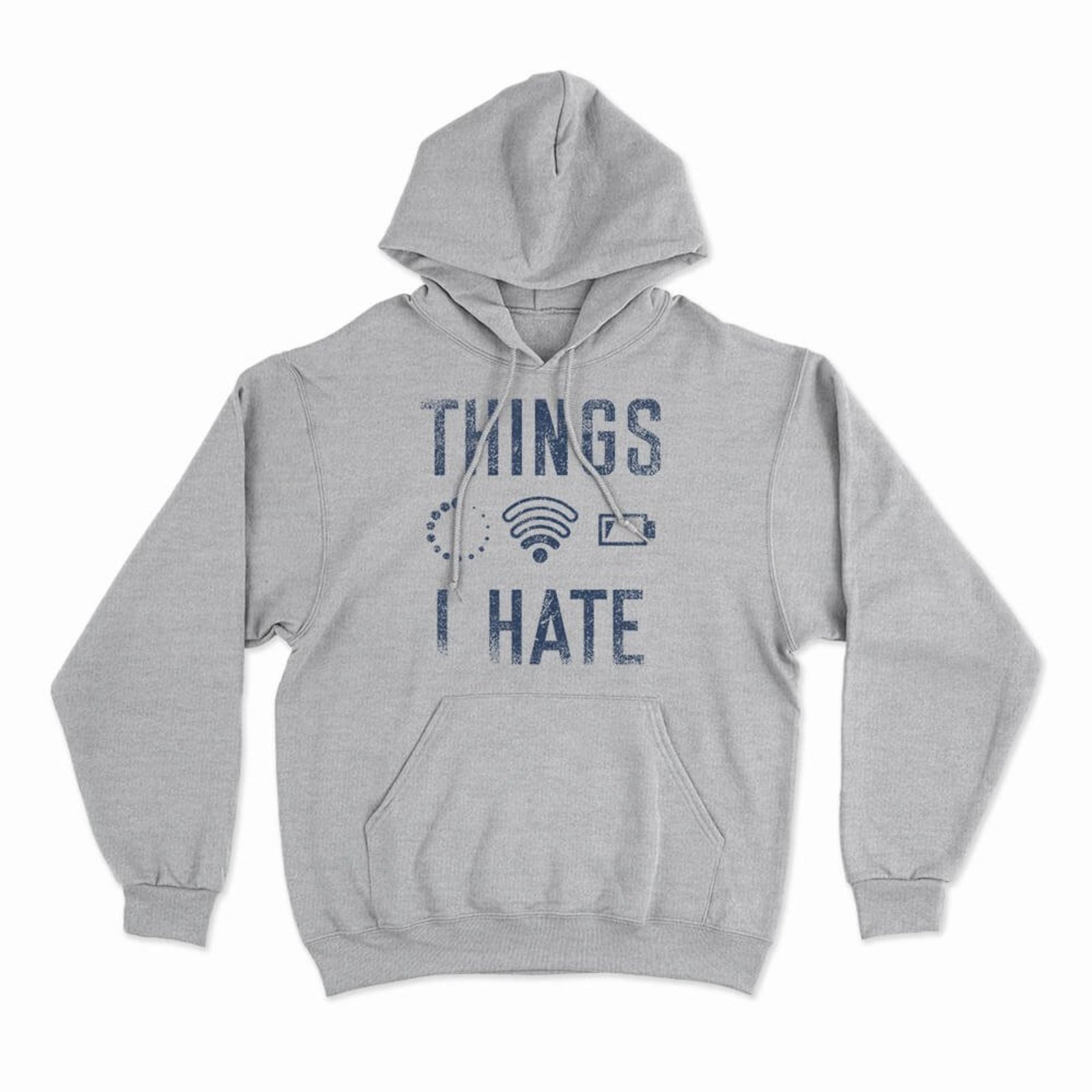 Moletom Com Capuz Things I Hate - Mescla Cinza - Casual - Studio Geek