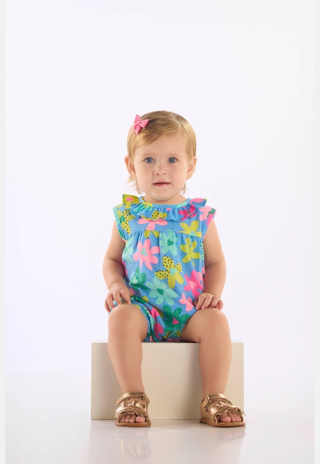 Infantil - Macaquinho em Algodão Floral Up Baby Azul