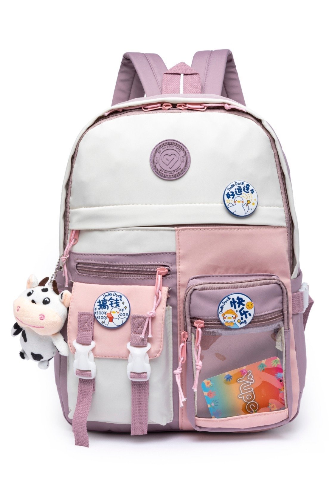 Vista 2 Mochila Feminina Juvenil Bolsa Escolar Casual Reforçada Notebook YUPE rosa YUPE rosa