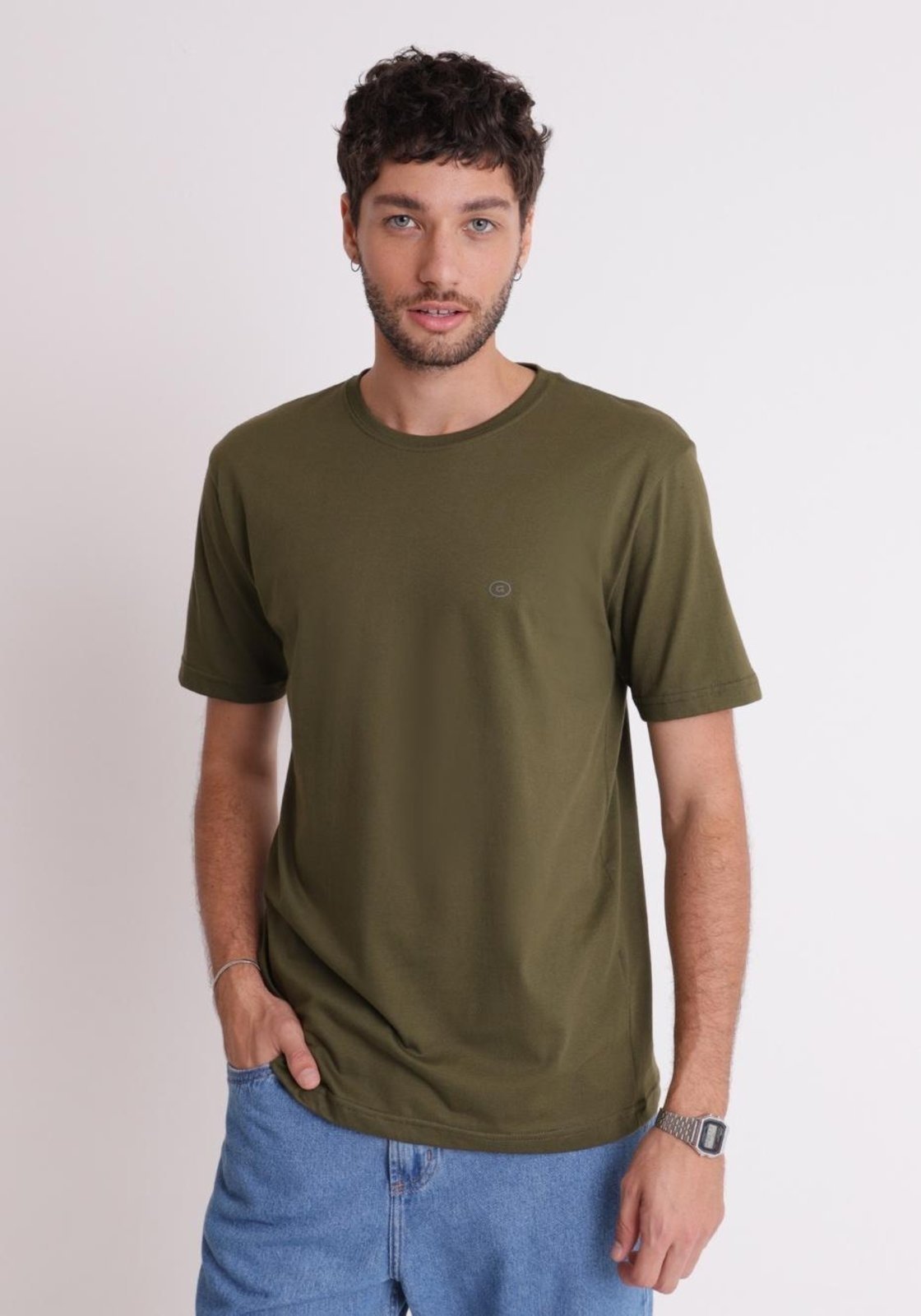 Camiseta básica verde Gang 100% algodão conforto qualidade
