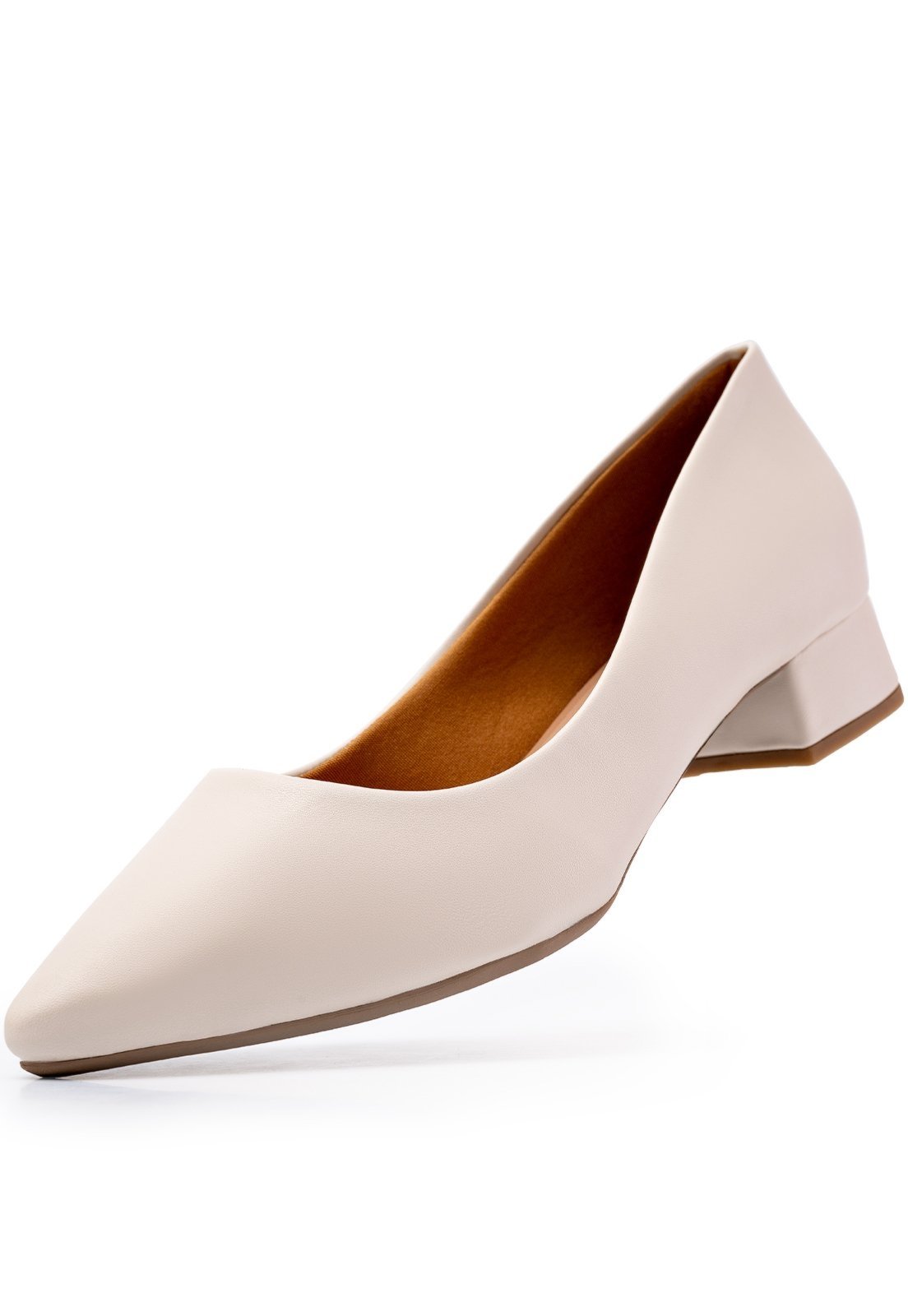 Vista 2 Sapato Feminino Lumiss Scarpin Salto Baixo Bico Fino Elegante Off White off-white white LUMISS off-white white