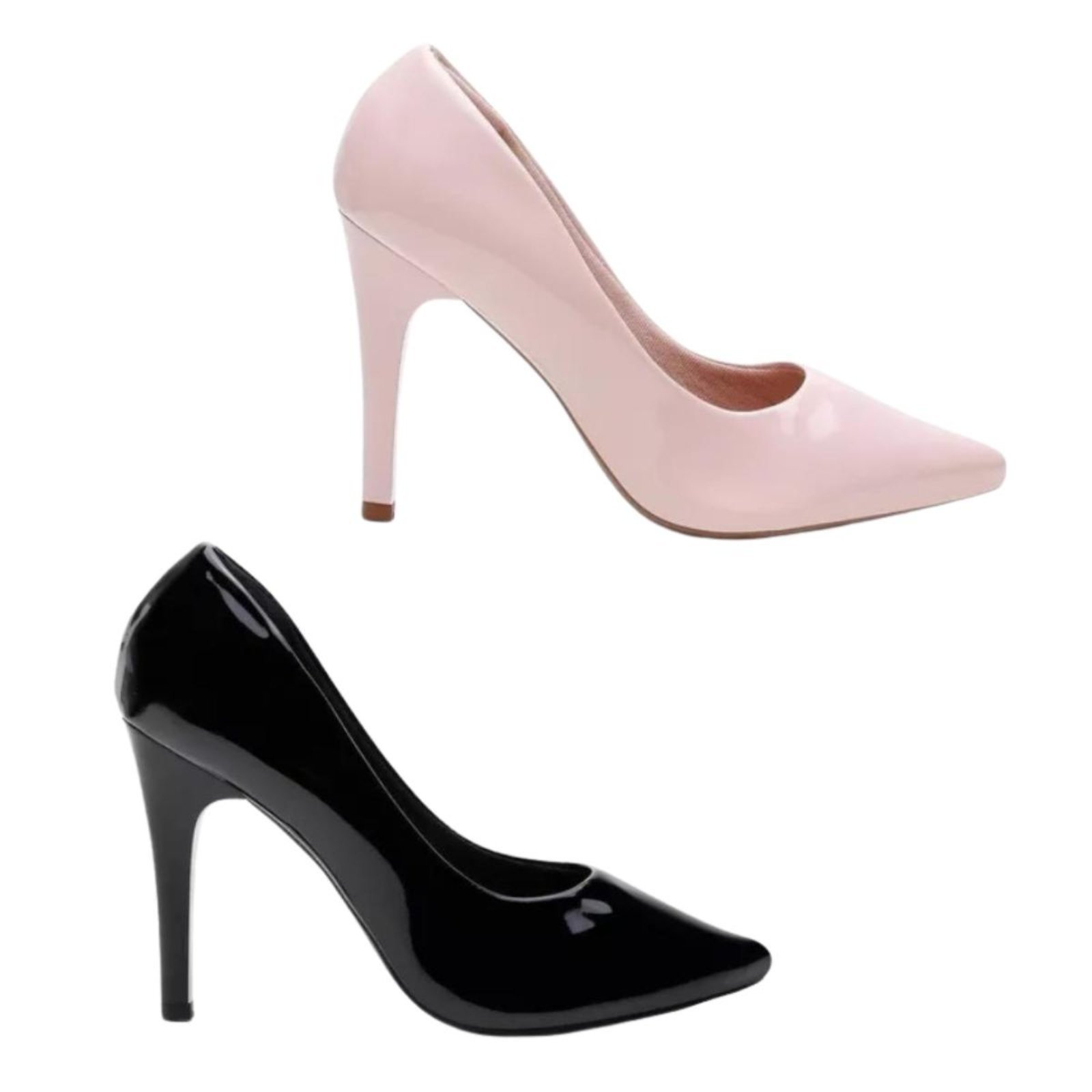 Kit 2 Scarpin Juthá Verniz Classico Preto Nude