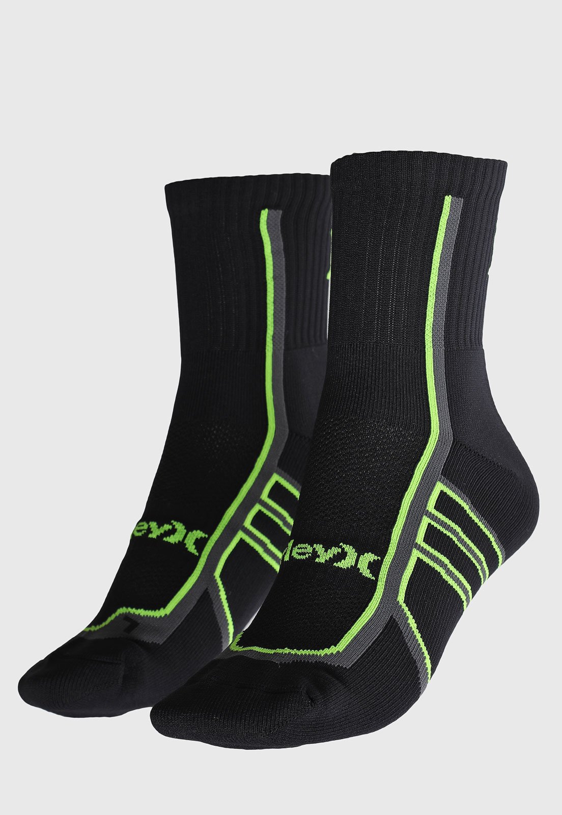 Vista 2 Meia Unissex Hurley Performance Cano Alto Preta e Verde Neon preto verde hurley preto verde