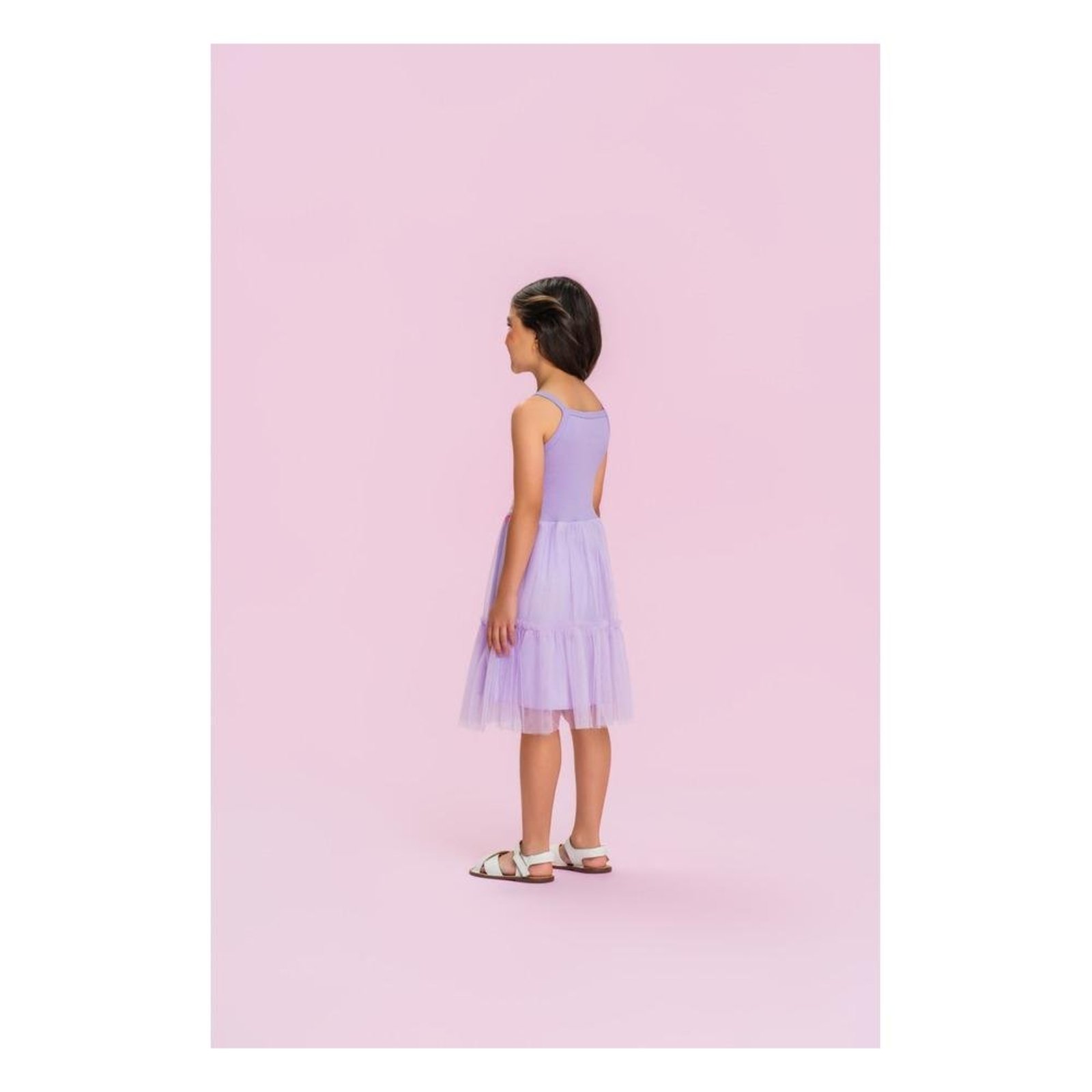 Infantil - Vestido de Alça com Saia de Tule Mon Sucré Roxo 10 Roxo