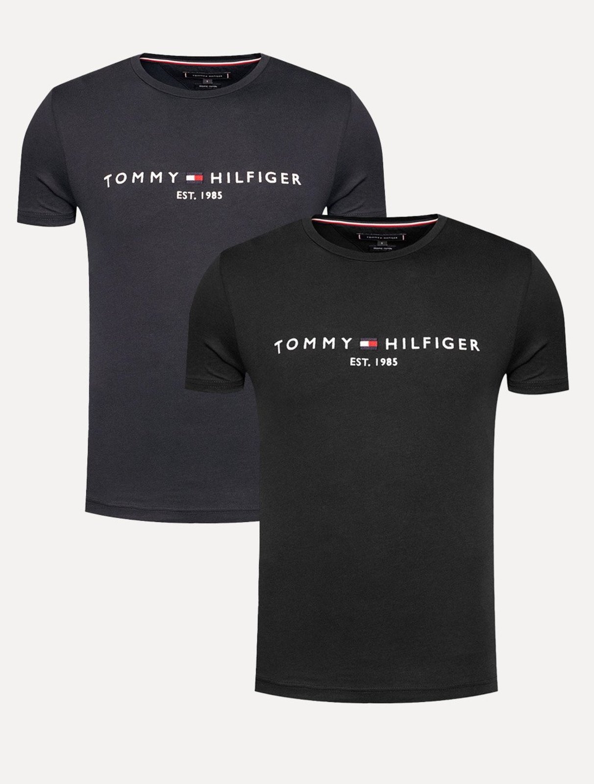 Kit Camisetas Tommy Hilfiger | Masculina Core Logo Tee Azul Marinho/Preta
