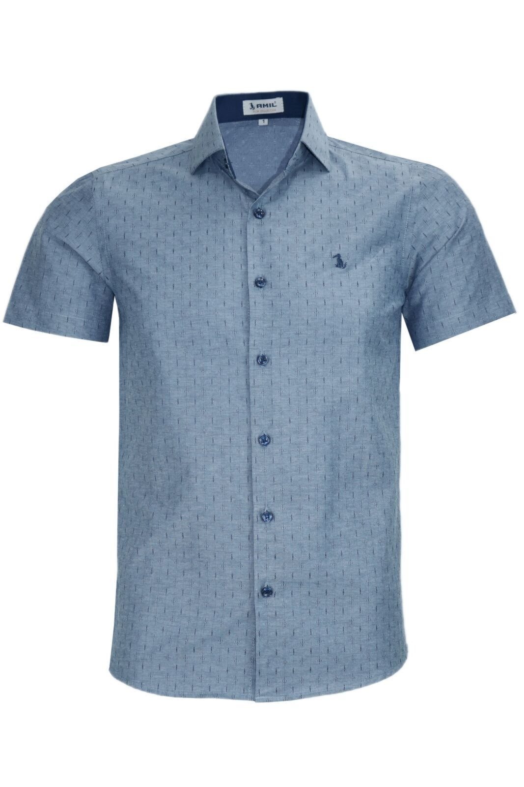 Camisa Manga Curta Slim Masculina Amil Passa Fácil 1849