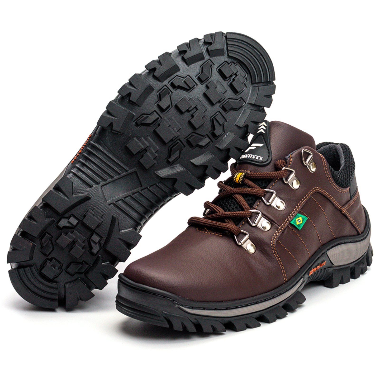 Tênis Adventure Bota Coturno Trabalho Trilha Segurança Macia e Confortável Zafrem Marrom