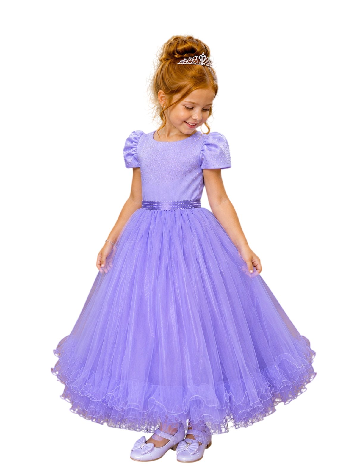 Infantil - Vestido Longo Festa Lilás Lavanda Formatura Casamento Dama Daminha Social Menina Juvenil Pérolas Brilho Juvenil Princesa Rodado Florista Aniversário Luxo