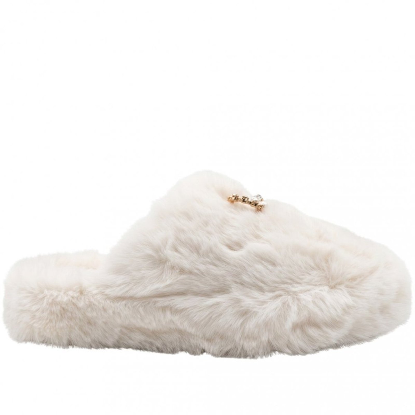 Infantil - Pantufa Feminina em Pelo com Pedras Zariff 200623 Zariff Off-white