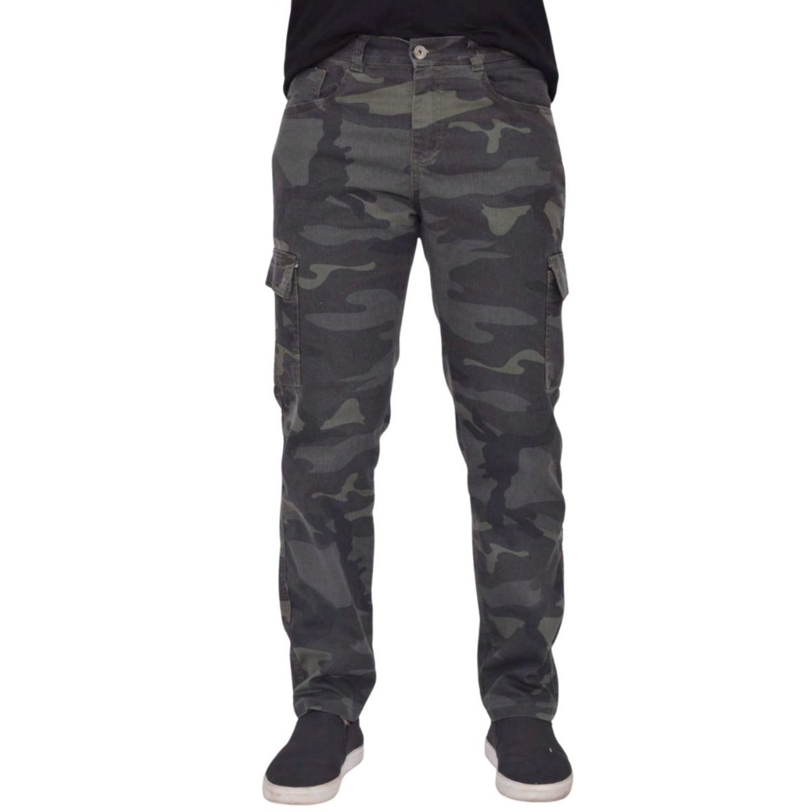 Calça Cargo Masculino Jeans Light Camuflada