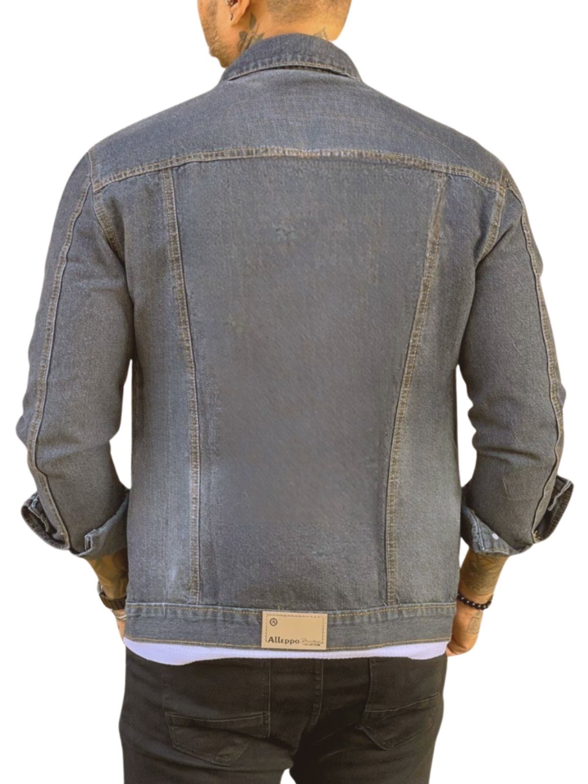 Vista 3 Jaqueta Masculina Jeans Light Marmorizado cinza JEANS LIGHT cinza
