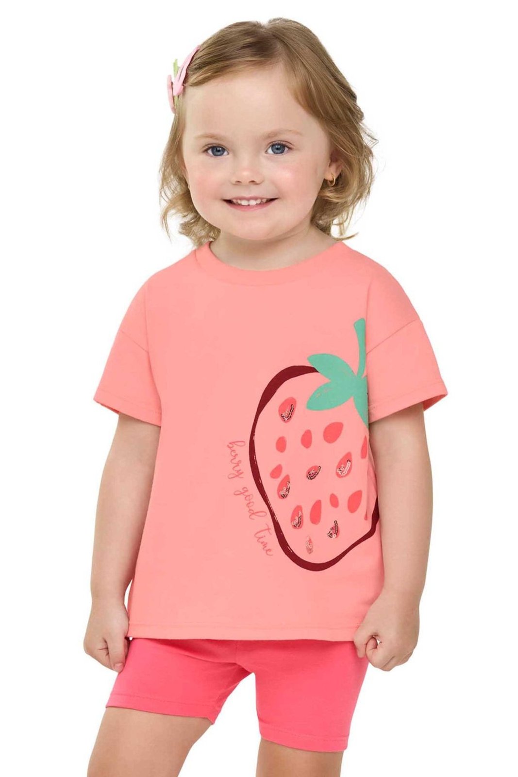 Infantil - Conjunto Menina Morango Lantejoulas Elian Coral