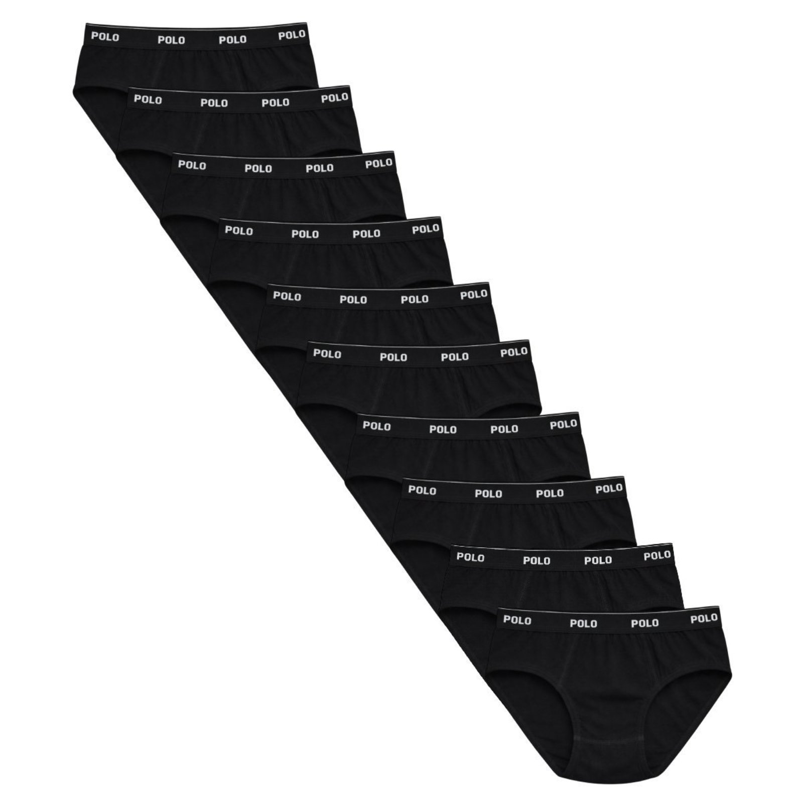 Kit 10 Cuecas Slip Polo Star Algodão Preto