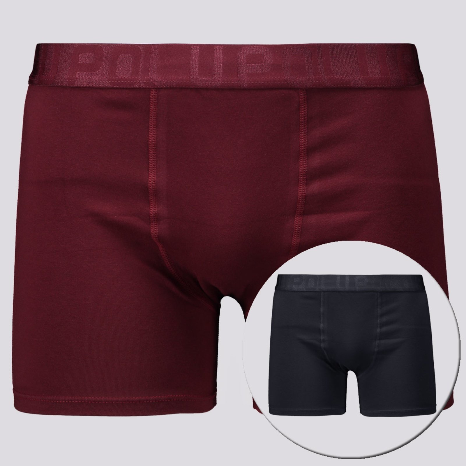 Kit de 2 Cuecas Boxer Lupo Cotton Preta e Marsala