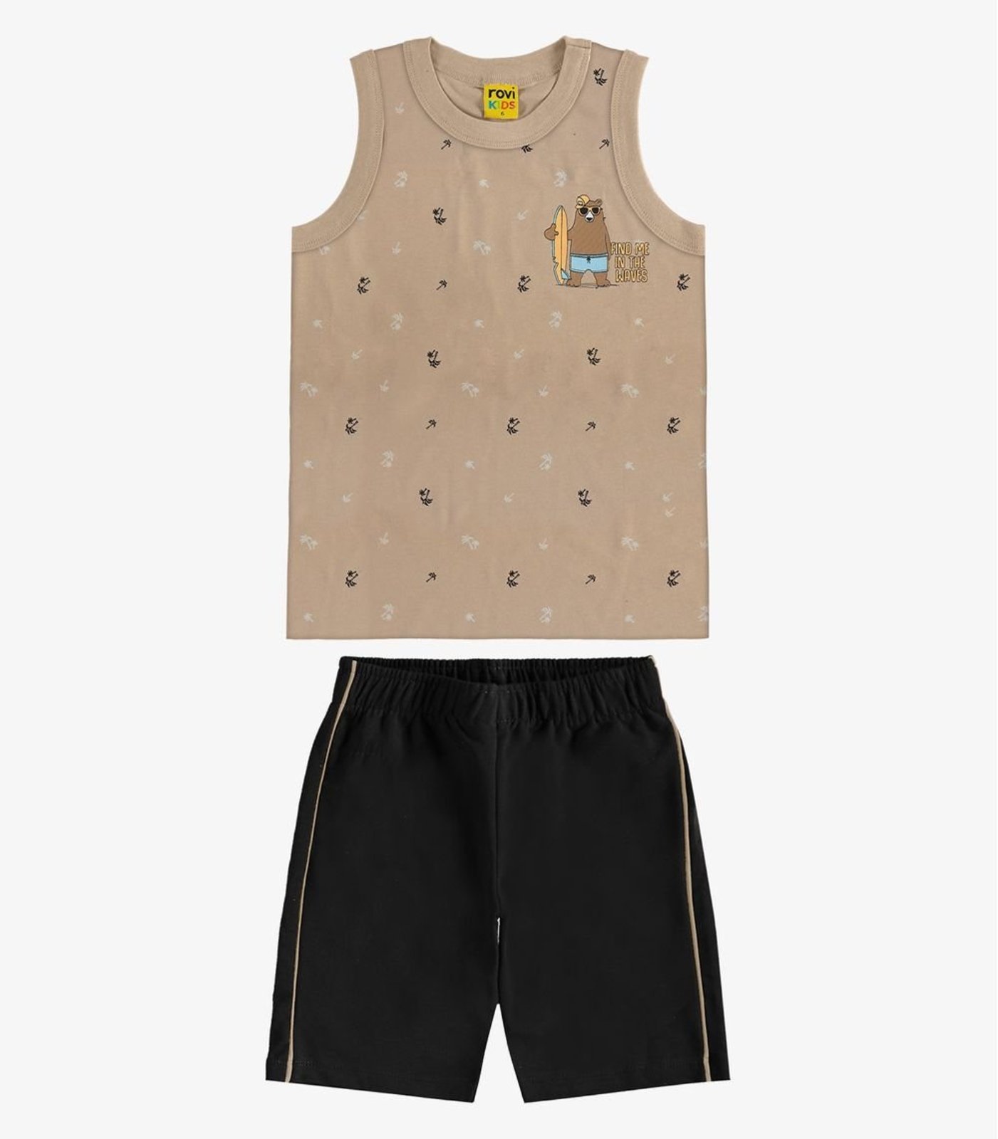Vista 2 Infantil - Conjunto Camiseta com Bermuda Meia Malha Rovi Rovitex Kids preto Rovitex Kids preto