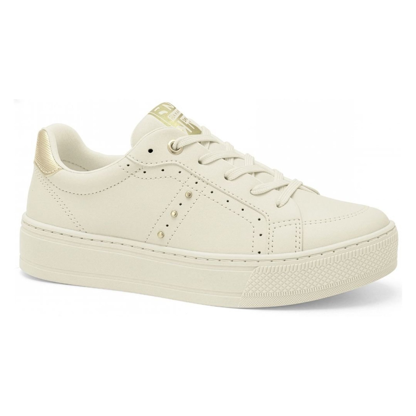 Tênis Feminino Detalhes Metálicos Ramarim 2692202 - Creme
