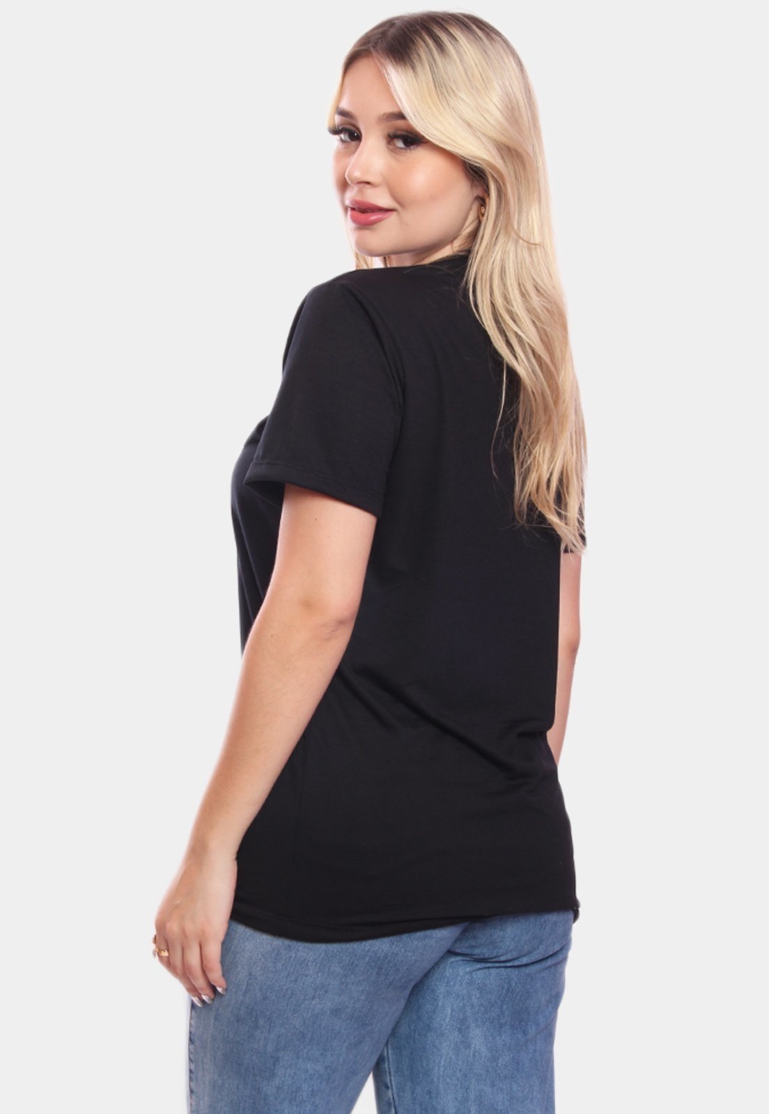 Vista 3 Tshirt Blusa Feminina Life Is Good Estampada Manga Curta Camiseta Camisa ADRIBEN preto ADRIBEN preto